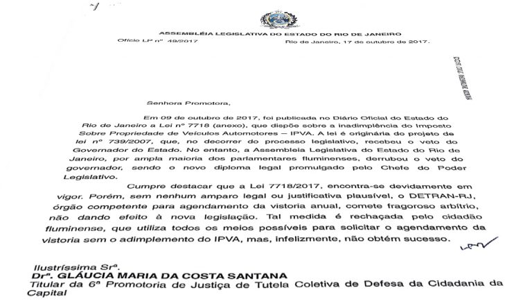 Leia mais sobre o artigo Lei que autoriza a vistoria sem pagamento do IPVA deve ser cumprida