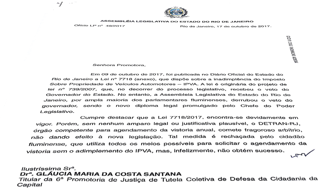 Lei que autoriza a vistoria sem pagamento do IPVA deve ser cumprida