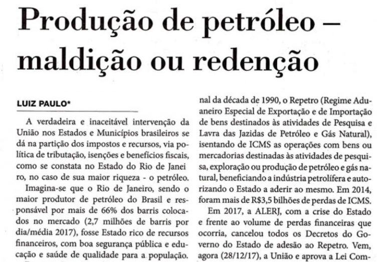 Leia mais sobre o artigo Produção de Petróleo – maldição ou redenção