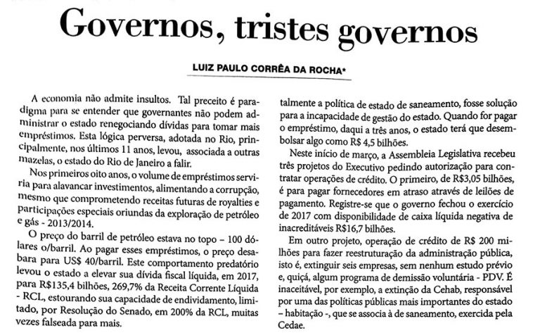 Governos, tristes governos