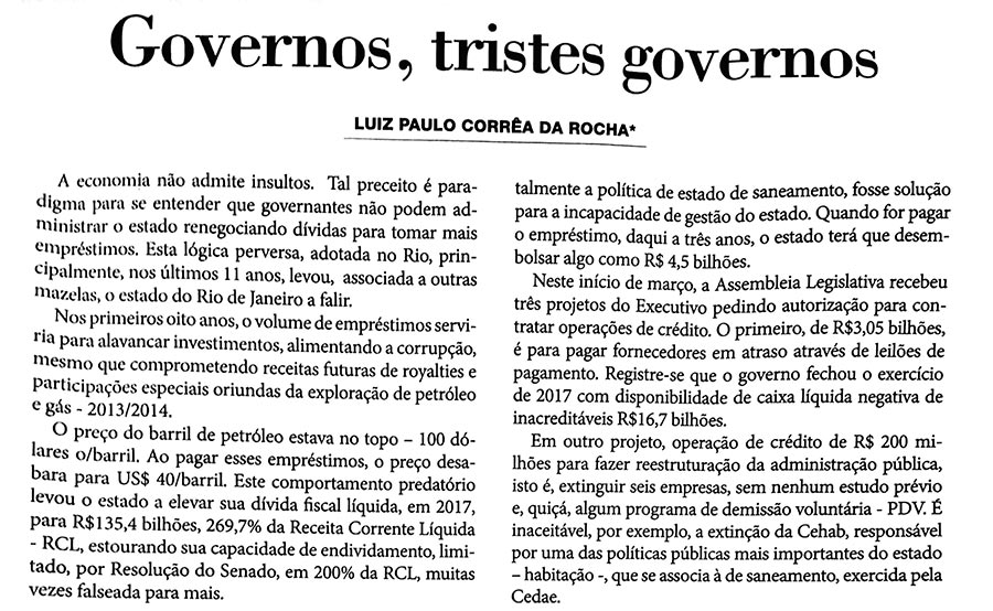 Leia mais sobre o artigo Governos, tristes governos
