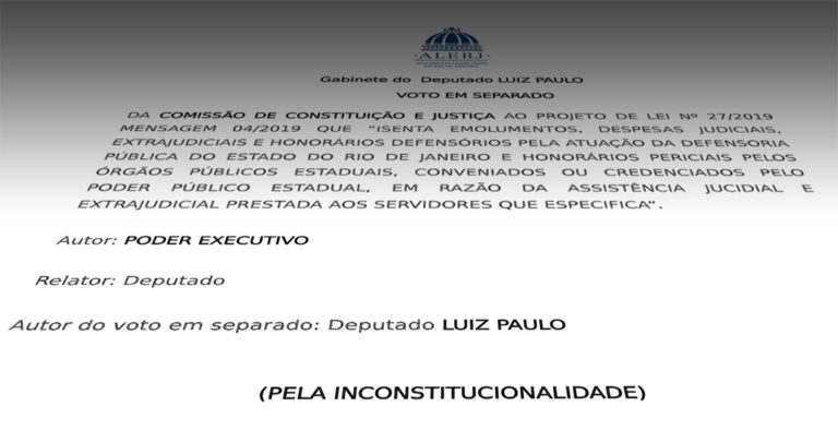 Leia mais sobre o artigo Deputado Luiz Paulo apresentou voto em separado para justificar a inconstitucionalidade do primeiro projeto enviado pelo Governador Witzel